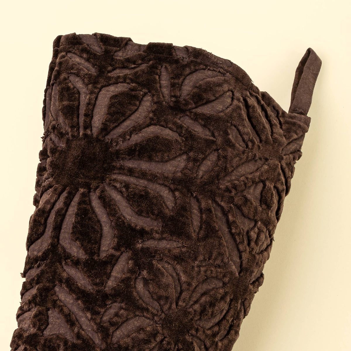 Velvet Cutwork Stocking, Sangria