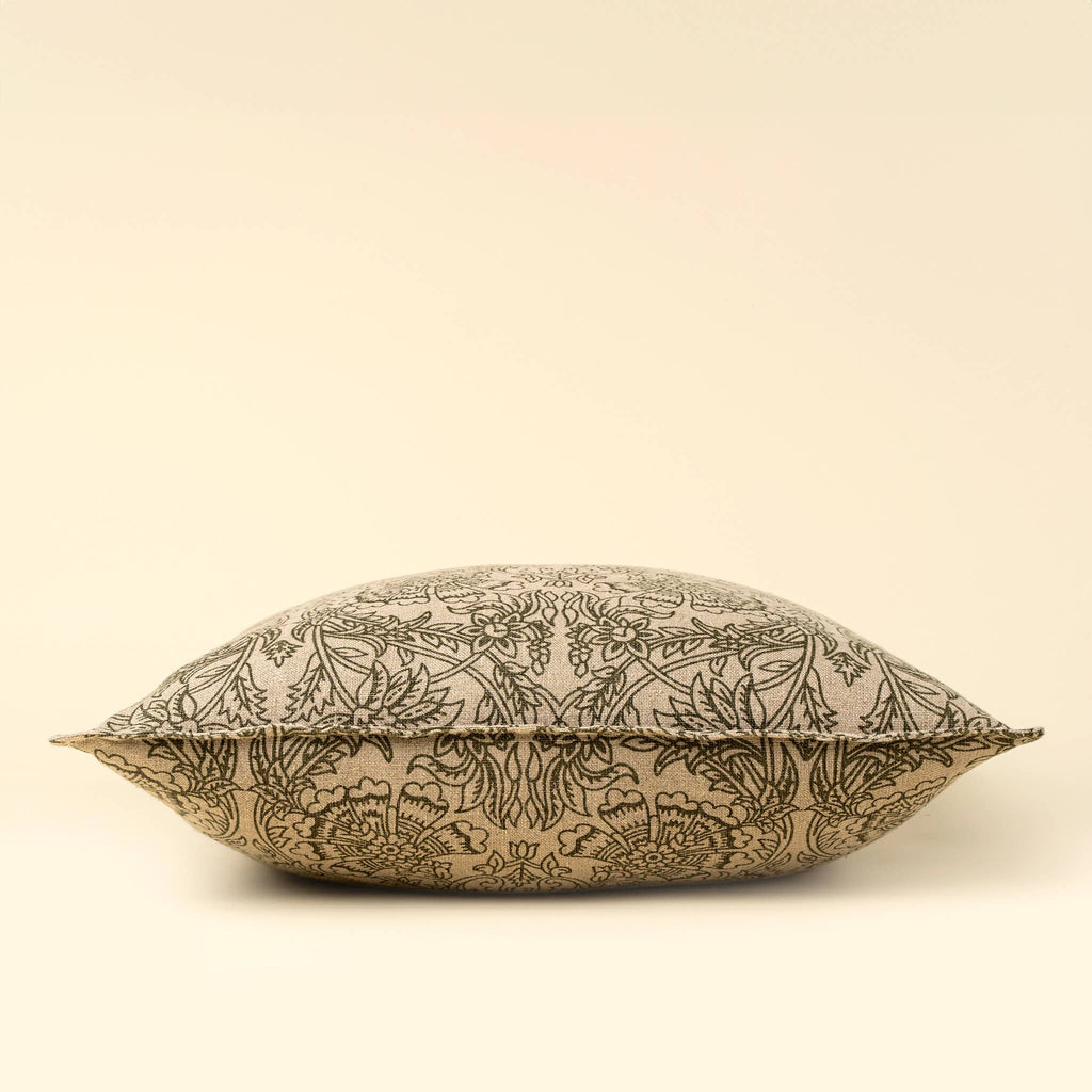 24x24 Floria Linen Pillow, Green