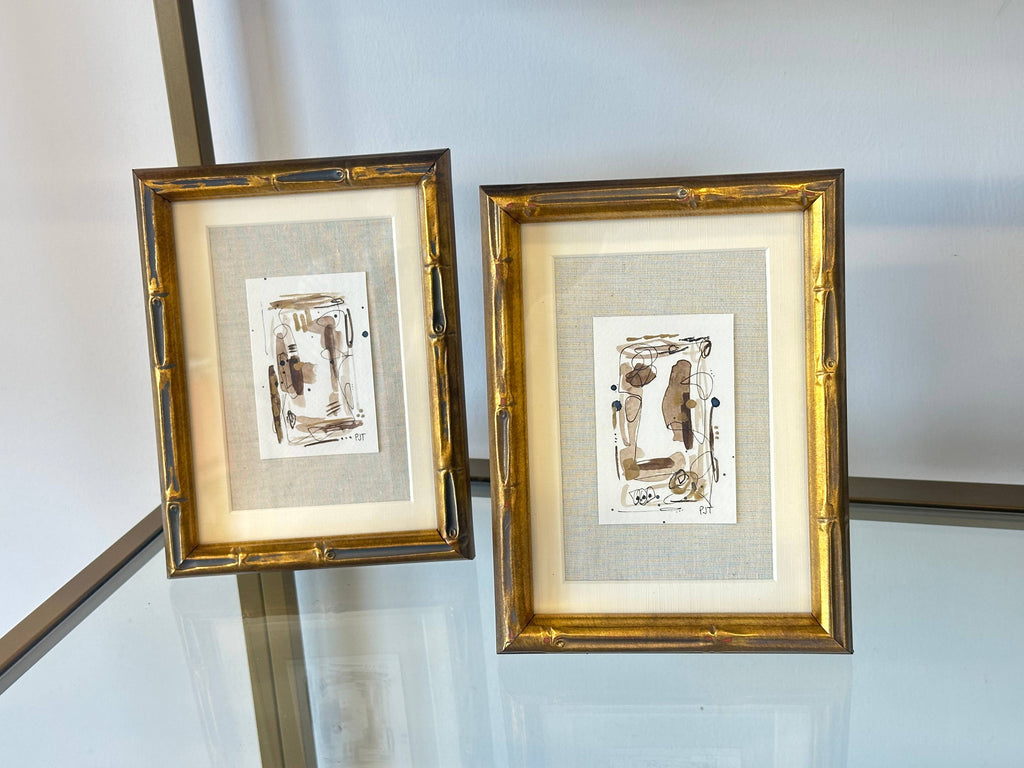 Original Abstract Watercolor, Bamboo Frame 5x7