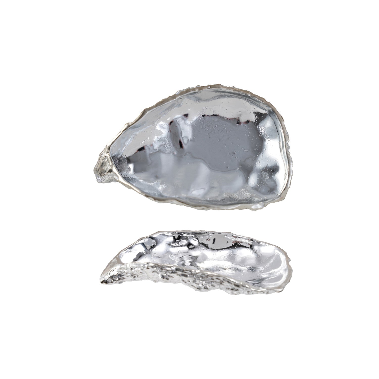 Decorative Cast Iron Oyster Shaped Dish, Chrome Finish
