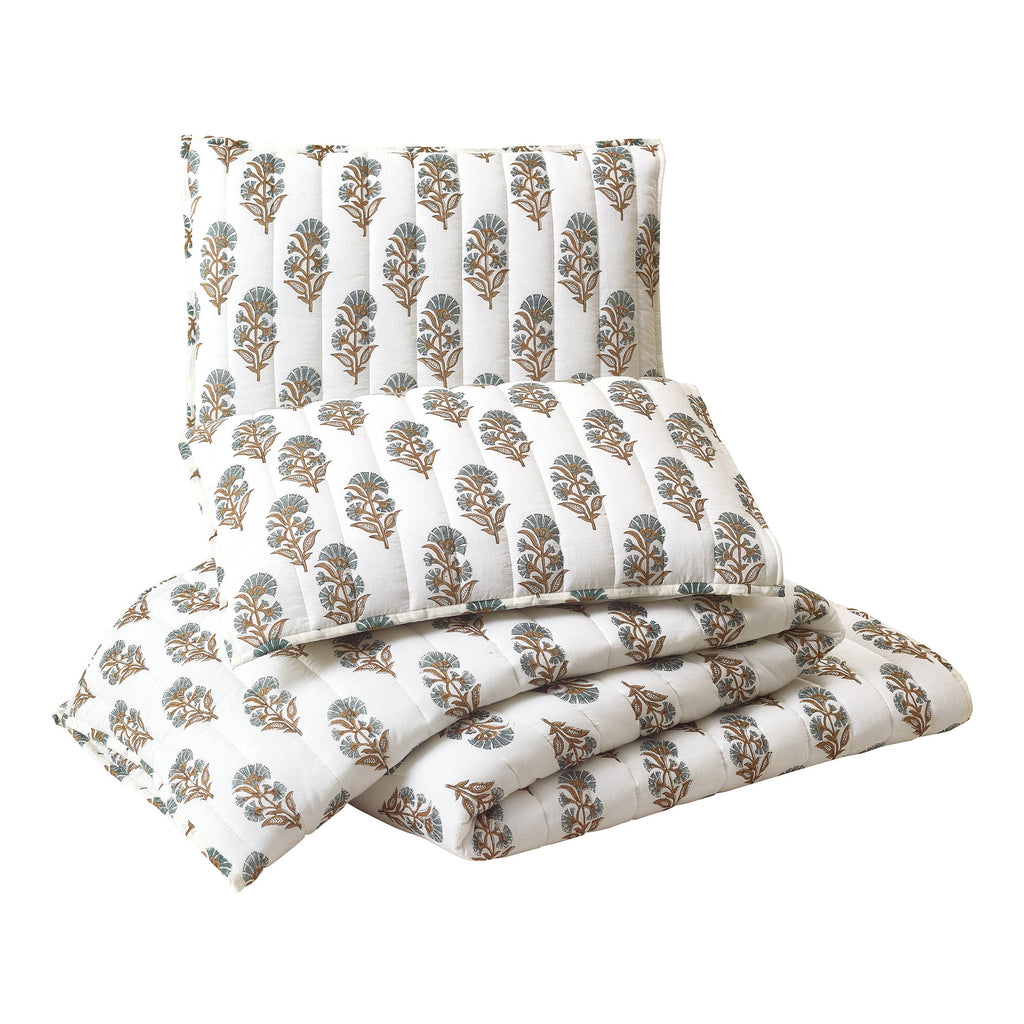 BLOCK PRINT MUGHAL FLOWER QUILT - Laurel & Mayfair