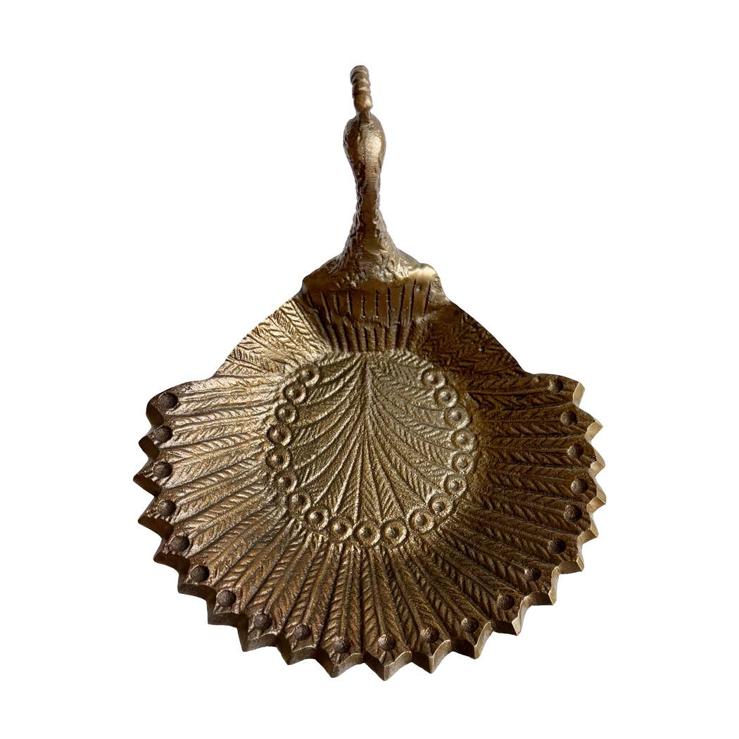 6-3/4" Brass Vintage Peacock Change | Jewelry | Trinket Tray