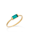 Gold Plated Baguette-Cut Lab Green Quartz Stacking Band Ring