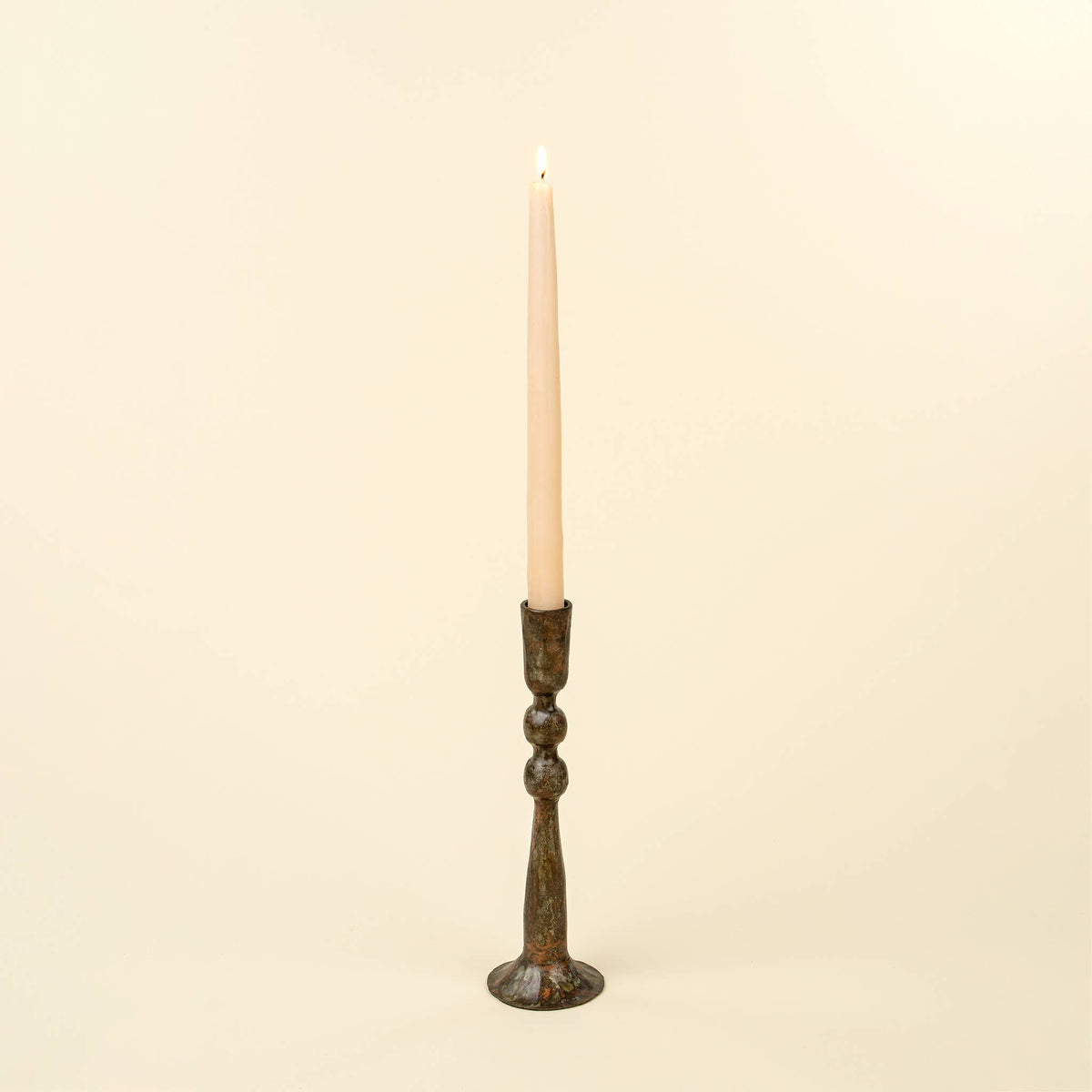 Caldera Forged Candlestick L, Rustic Brass