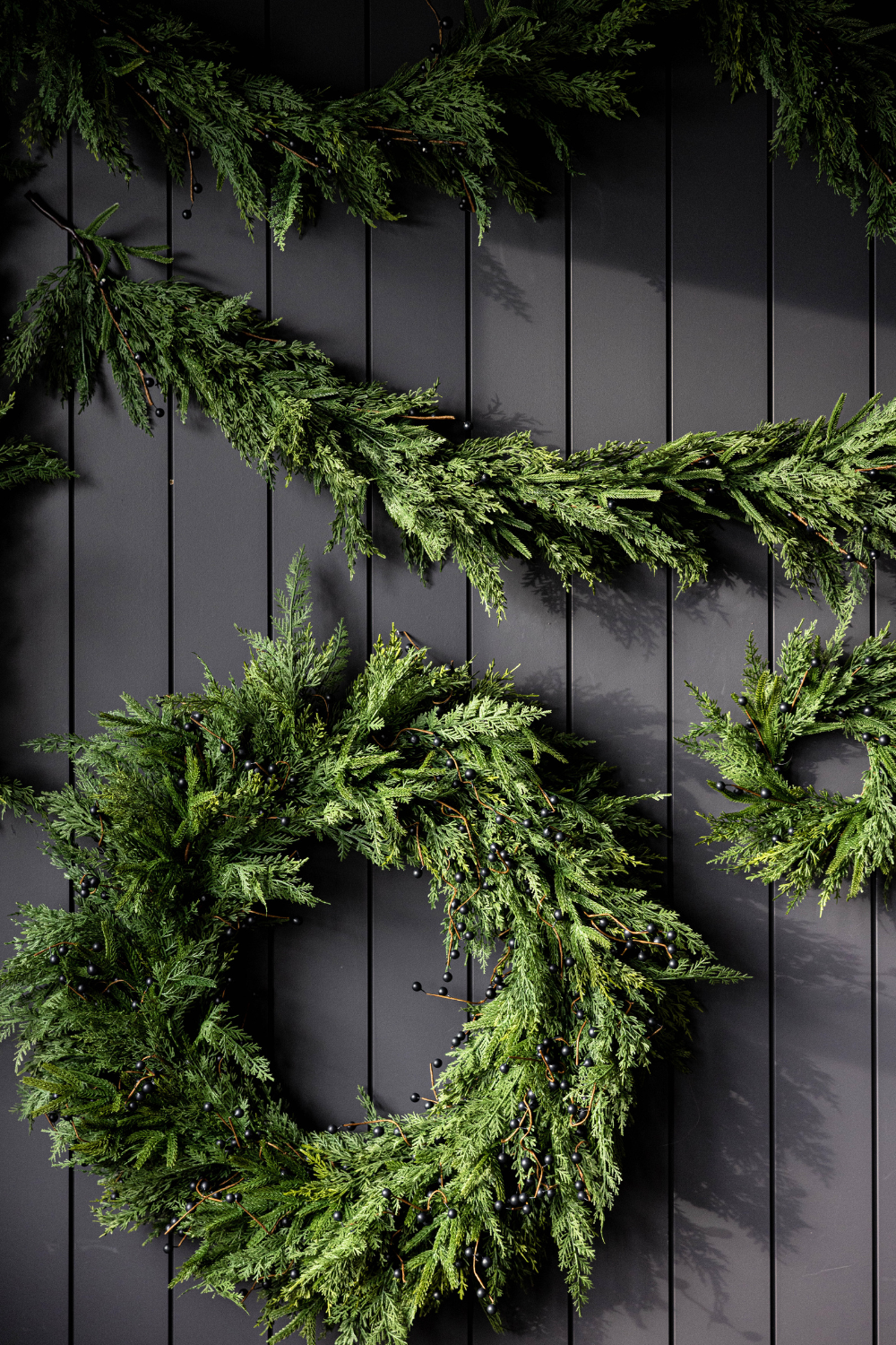 Navy Plum Berry Norfolk Cypress Real Touch Wreath - 24"