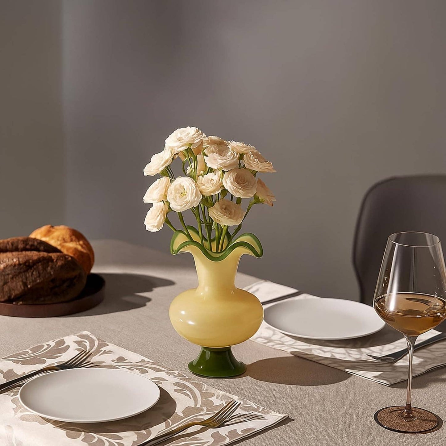 Verdant Bloom Hand-Blown Glass Flower Vase  Décor - 11"