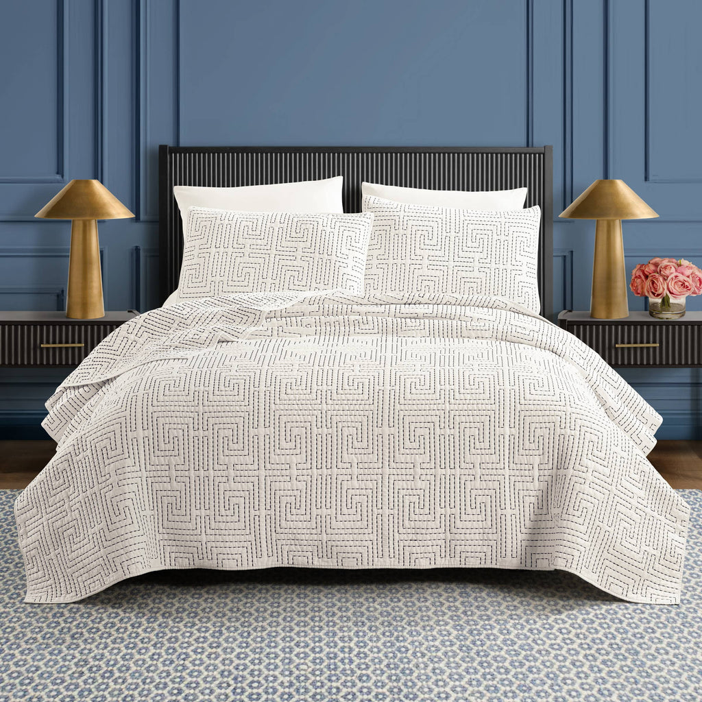GREEK KEY QUILT SET - 3PC - Dee Ocleppo