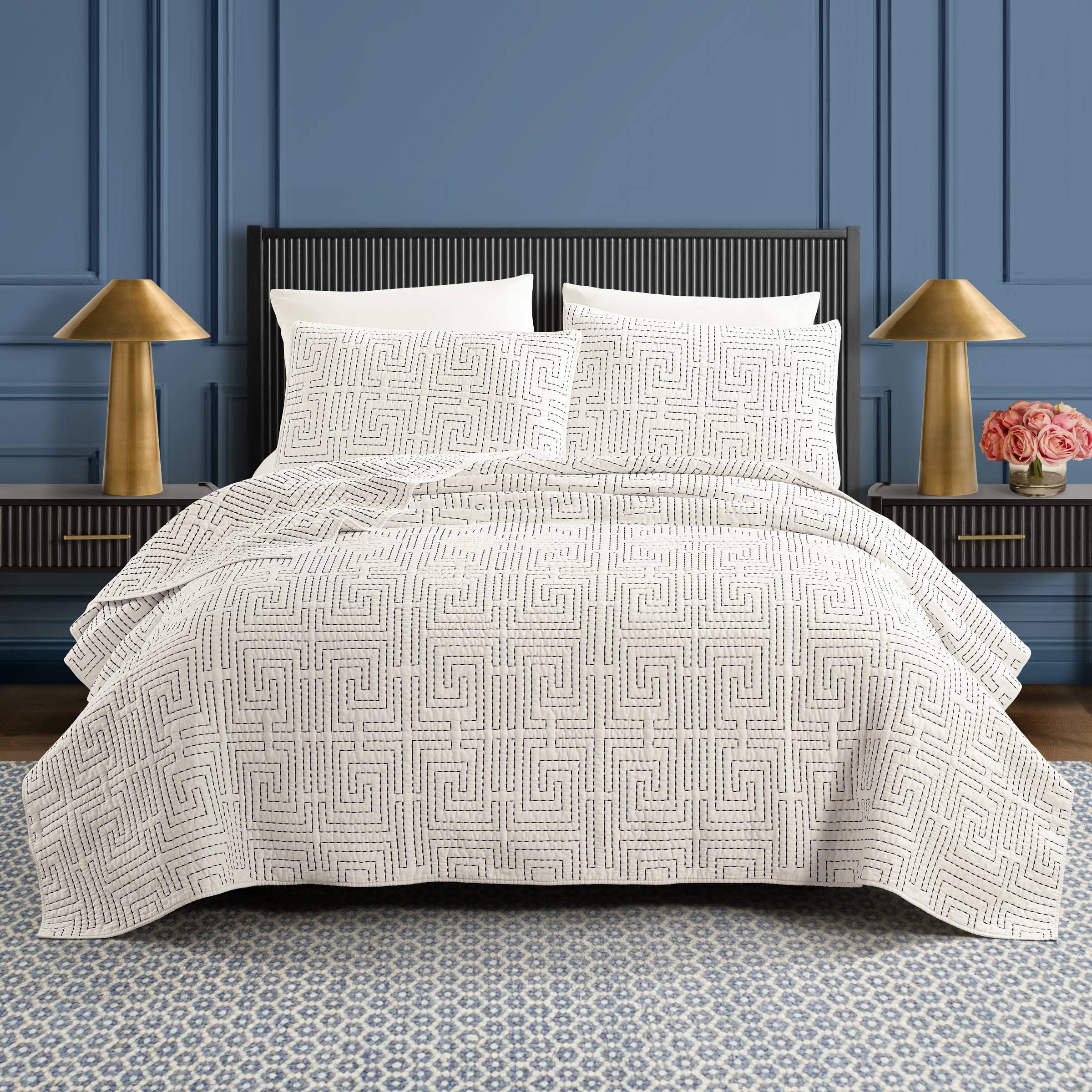 GREEK KEY QUILT SET - 3PC - Dee Ocleppo