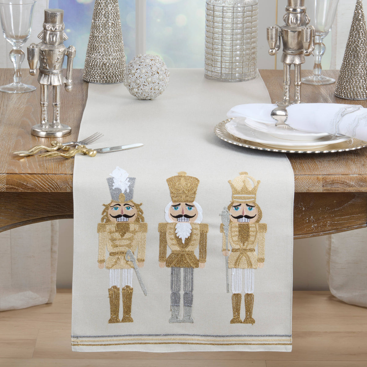 Nutcracker Holiday Linen Blend Table Runner