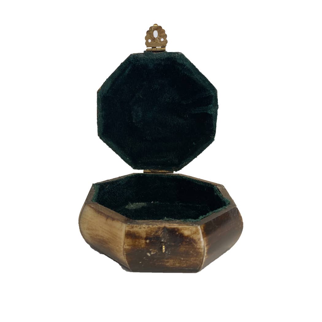 Antiqued Primitive Bone Box with Brass Latch, 3-1/4"