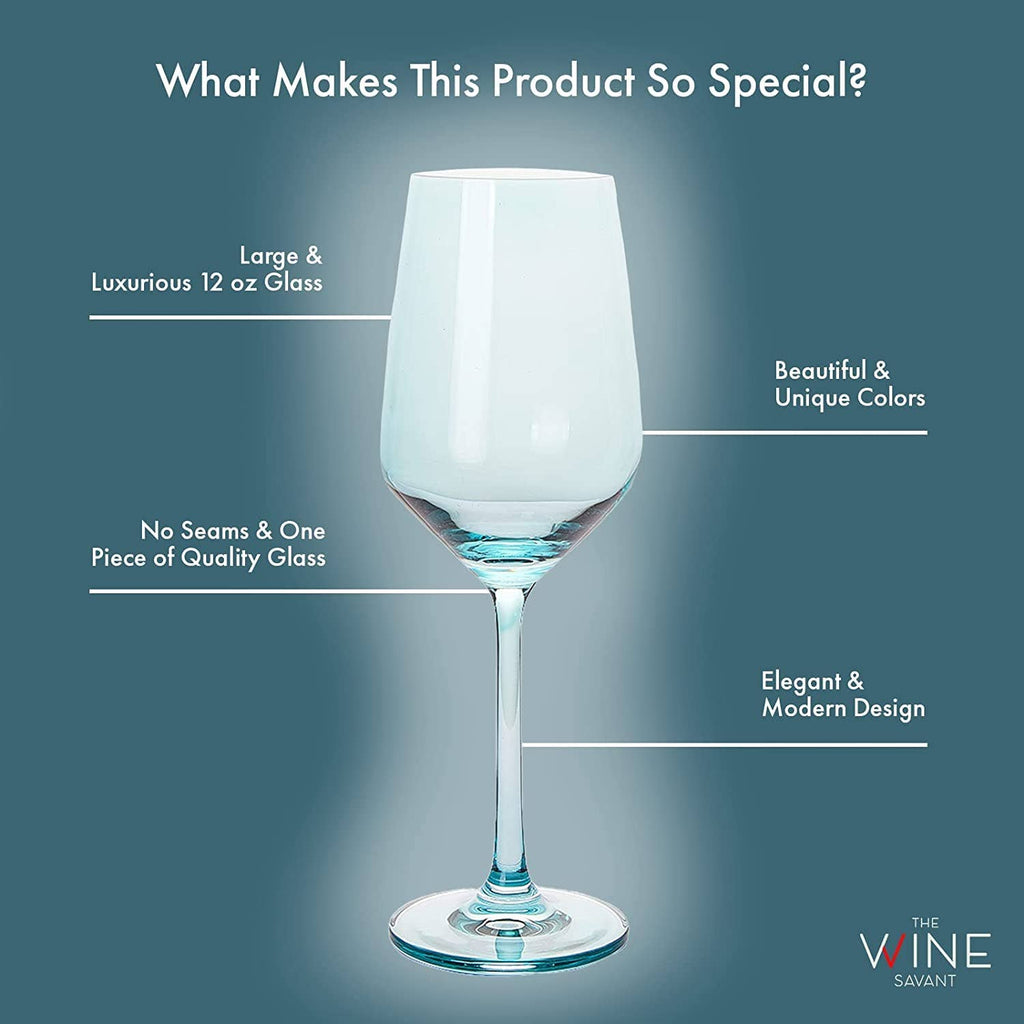 Tall Stemmed Colored Wine Glasses | Set of 6 | Cobalt Blue