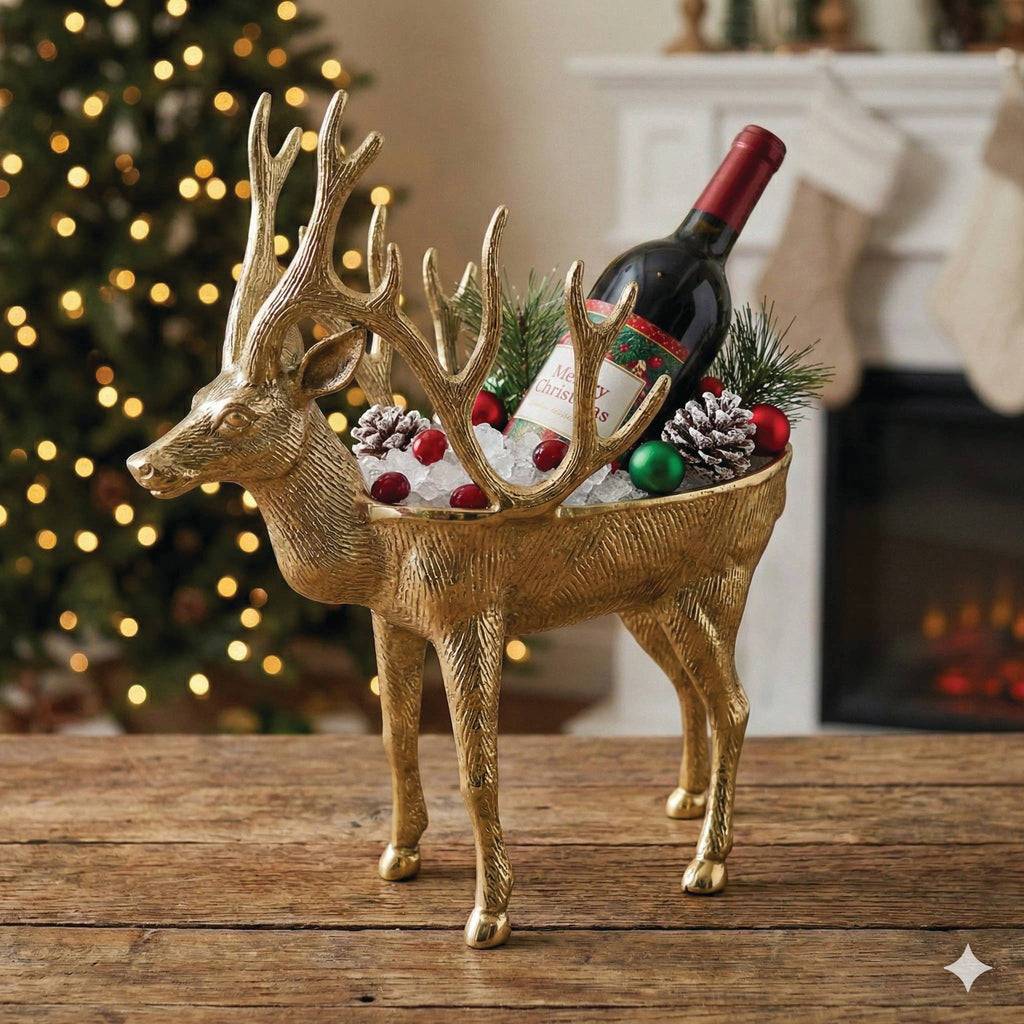 Gold Reindeer Wine Holder