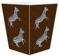 WB8492-Zebra Trot on Brown Wastepaper Basket