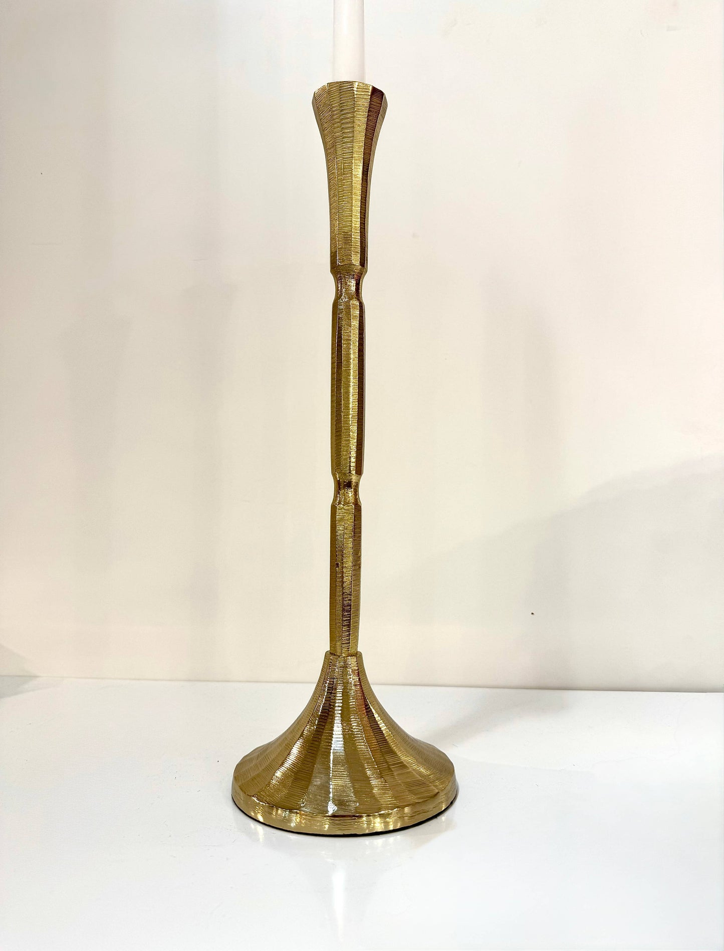 Gold Texture 16" Candle Holder