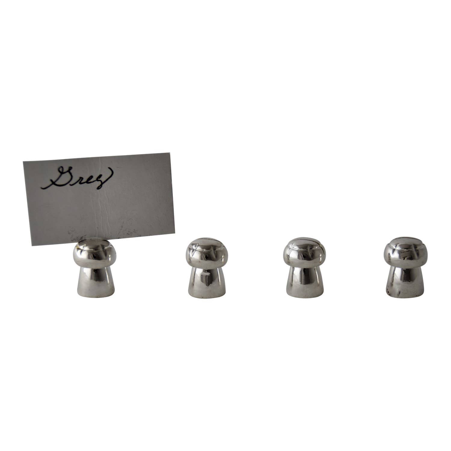 Set/4 Cork Place card holders with cards Silver Plate. SKU #: KMJA102B.