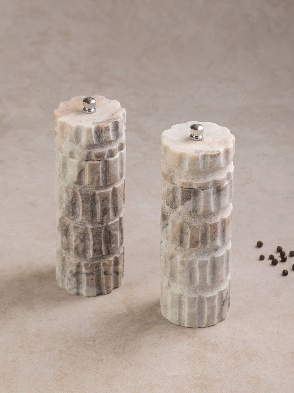 Beatrix Sculpted Marble Salt & Pepper Mills