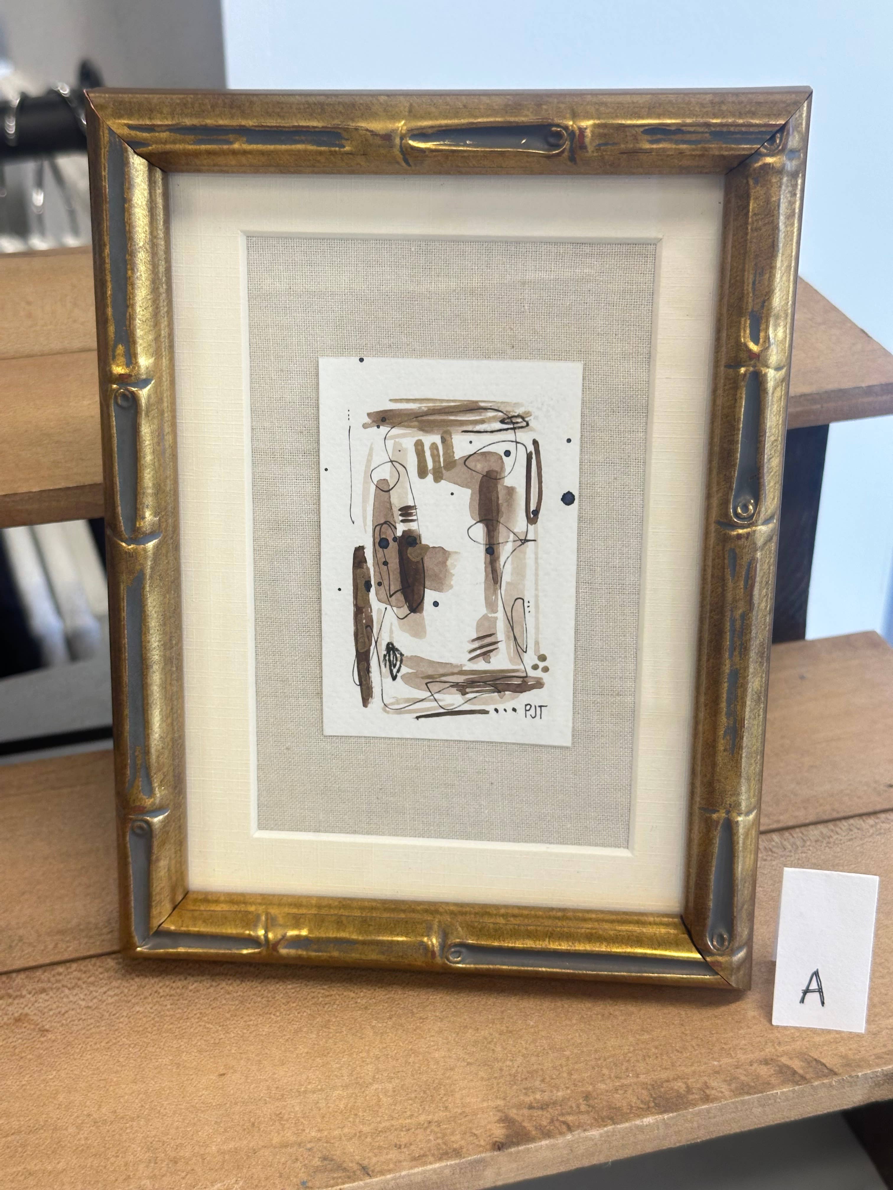 Original Abstract Watercolor, Bamboo Frame 5x7