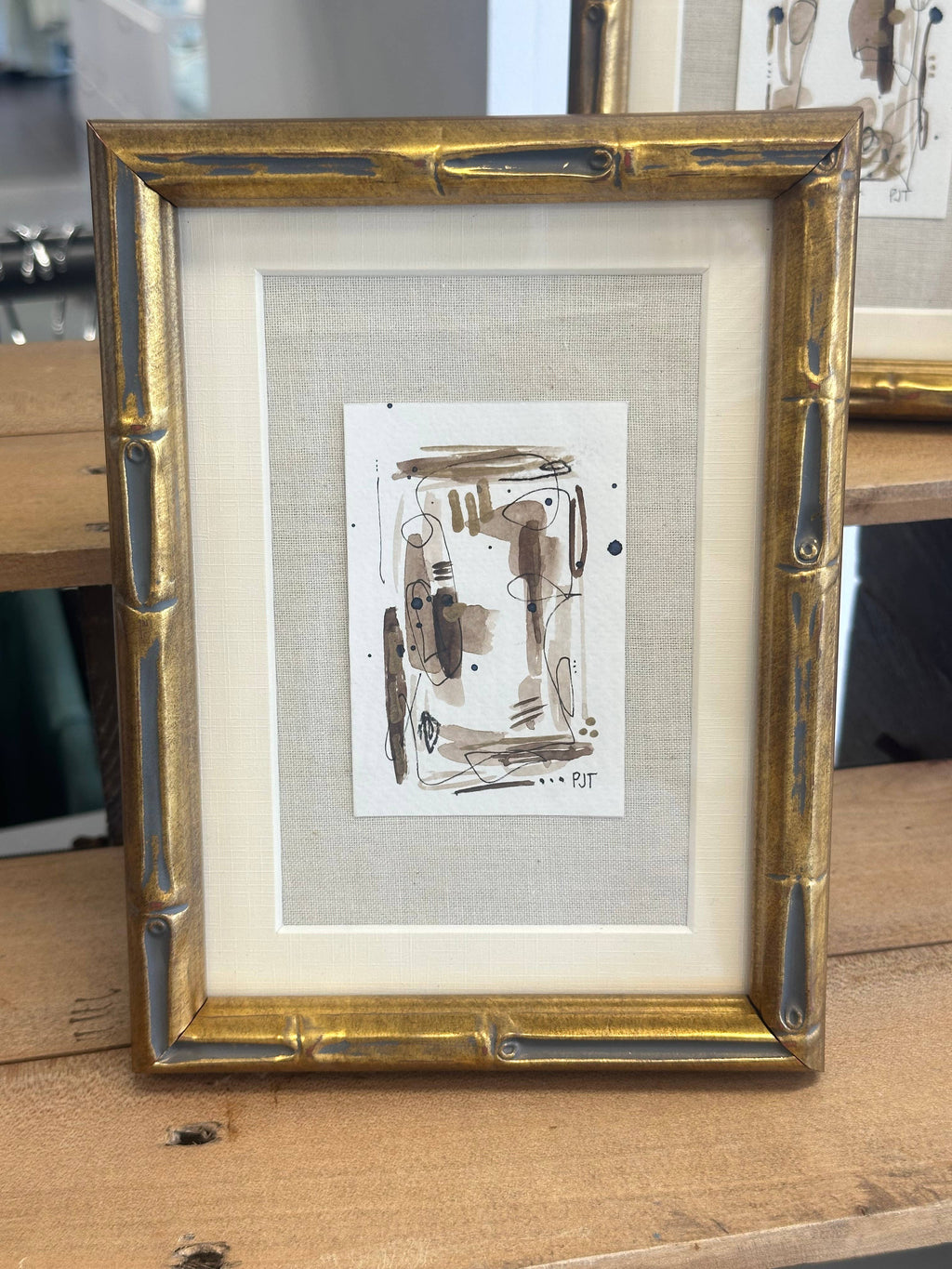 Original Abstract Watercolor, Bamboo Frame 5x7