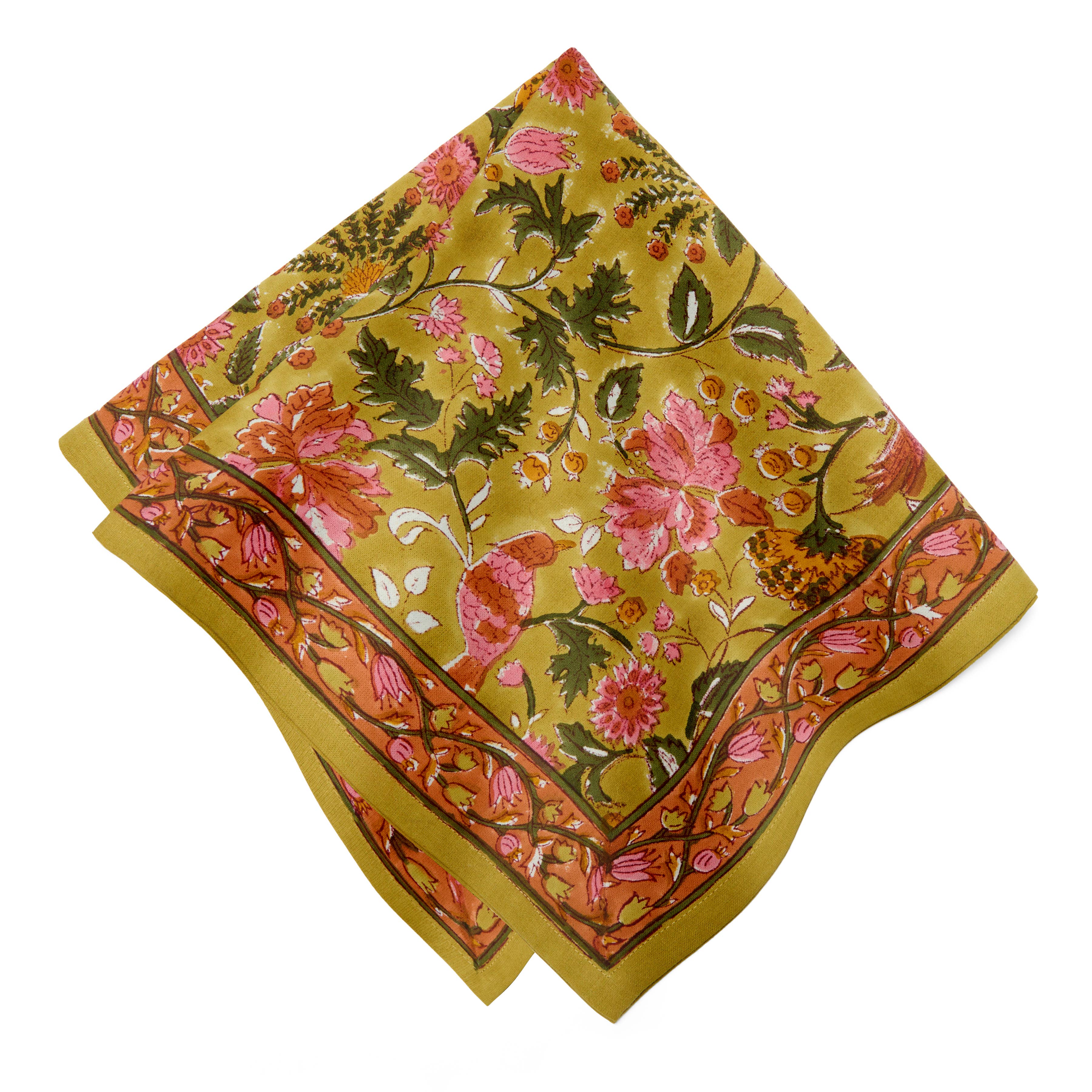Damaris Pink & Mustard Napkins - Set of 4