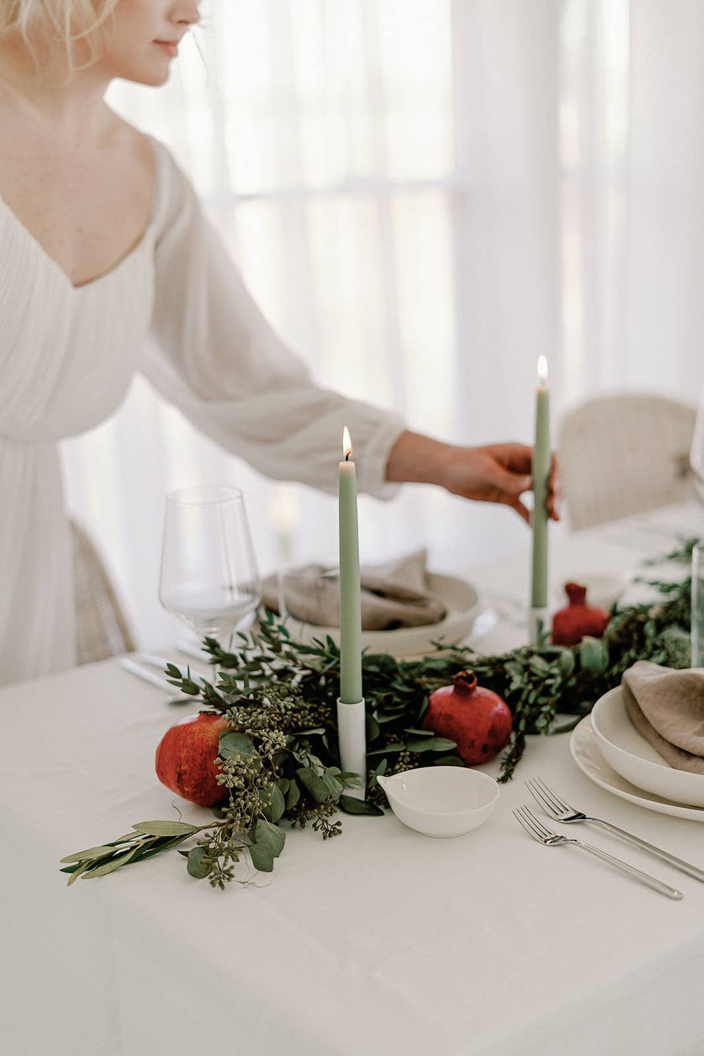 Eucalyptus | Dipped Beeswax Taper Candles | All Natural