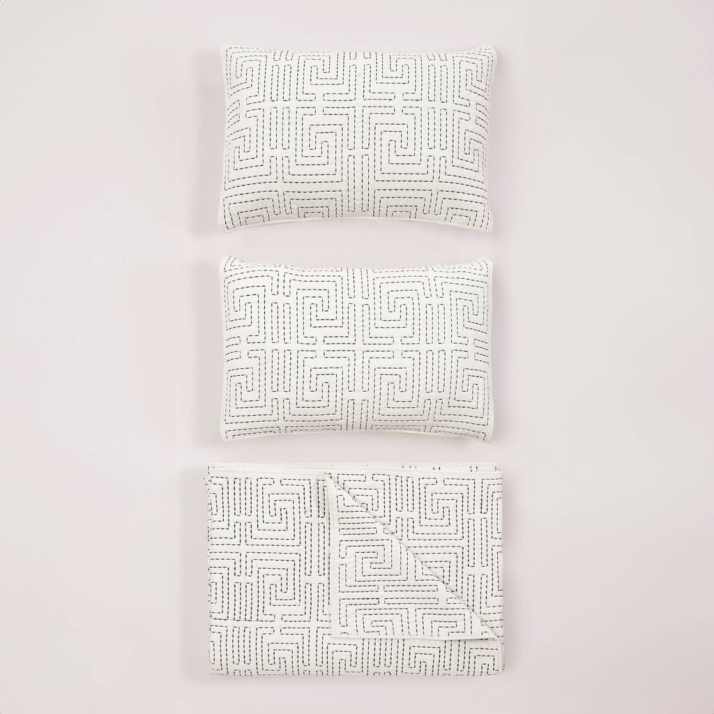 GREEK KEY QUILT SET - 3PC - Dee Ocleppo