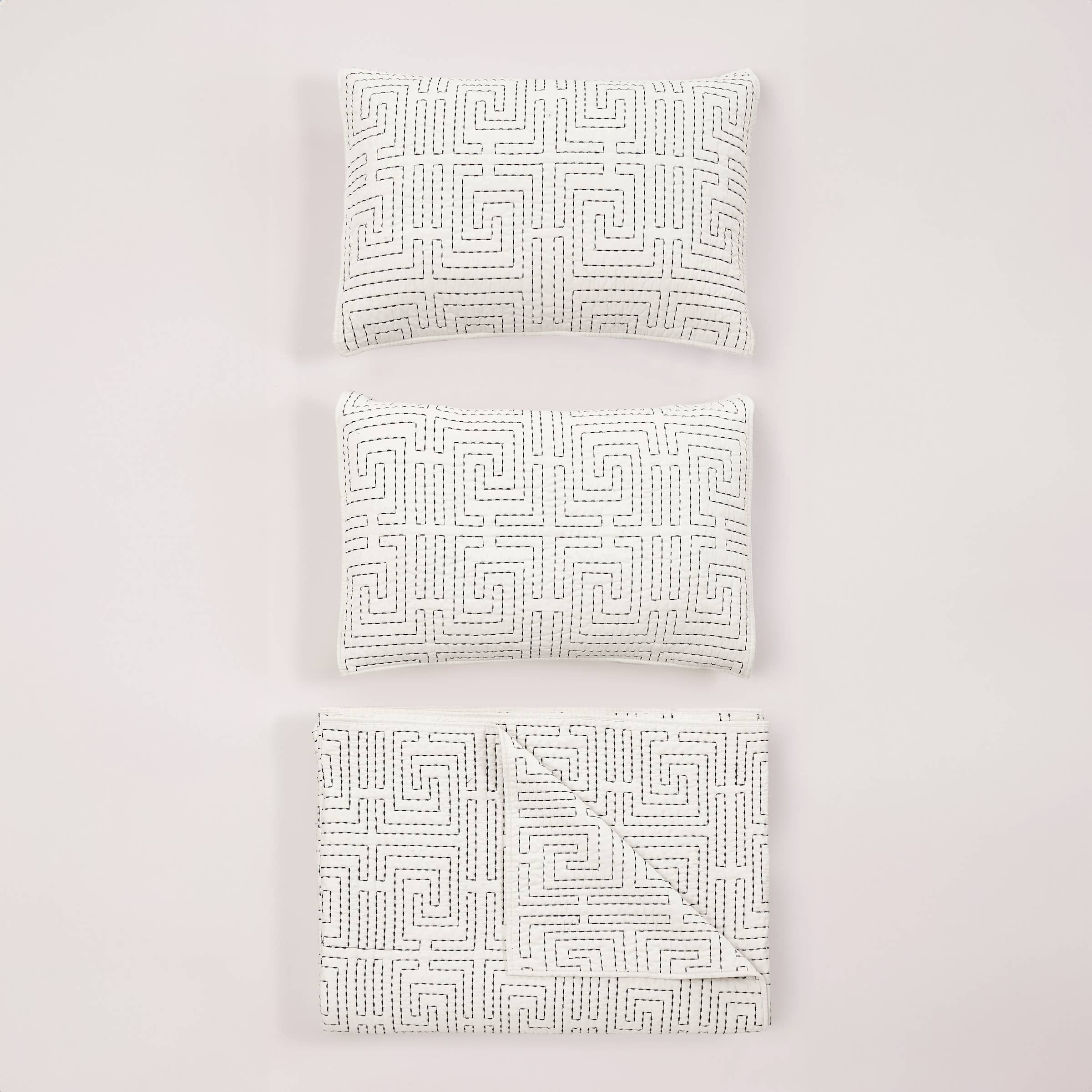 GREEK KEY QUILT SET - 3PC - Dee Ocleppo