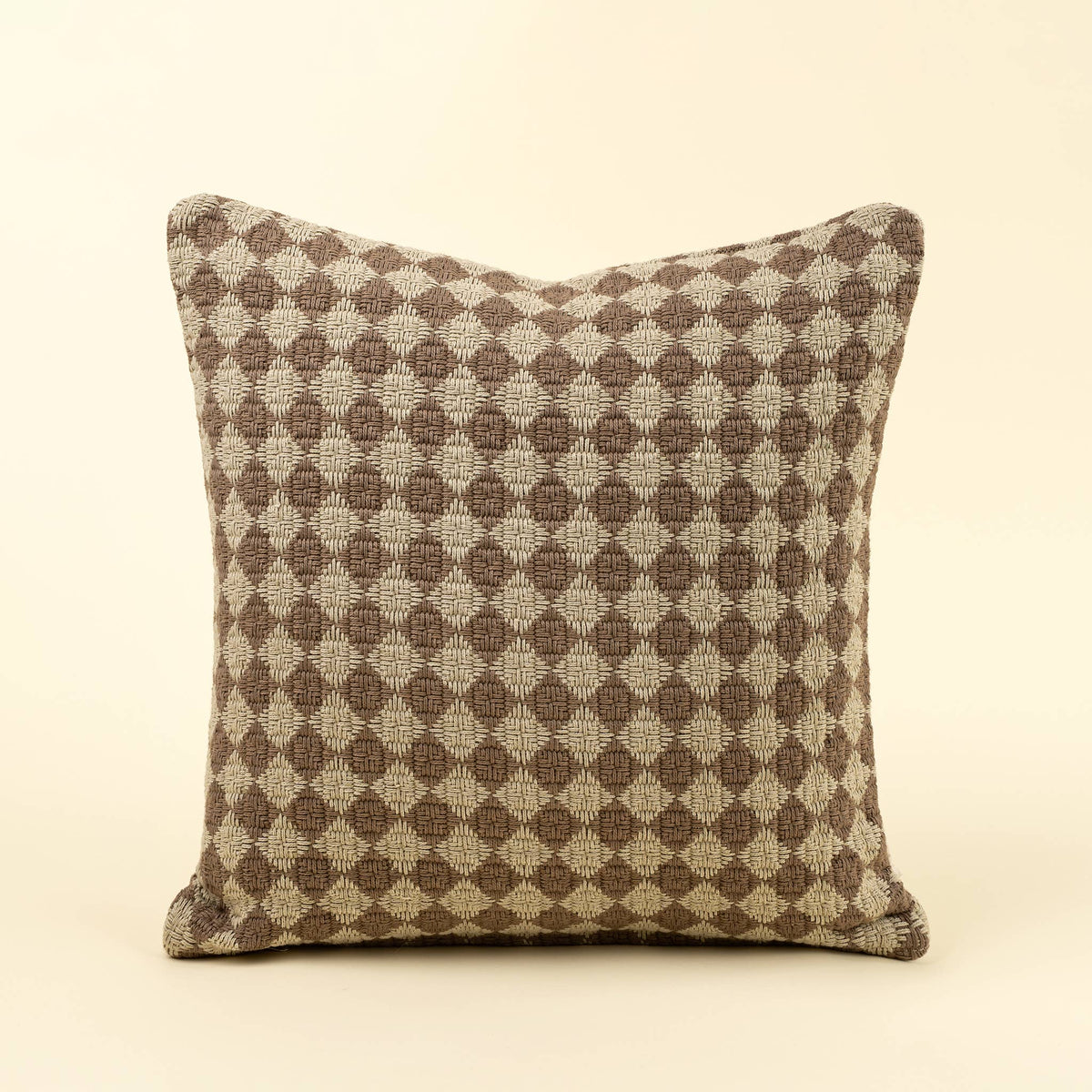 20x20 Check Weave Pillow, Brown
