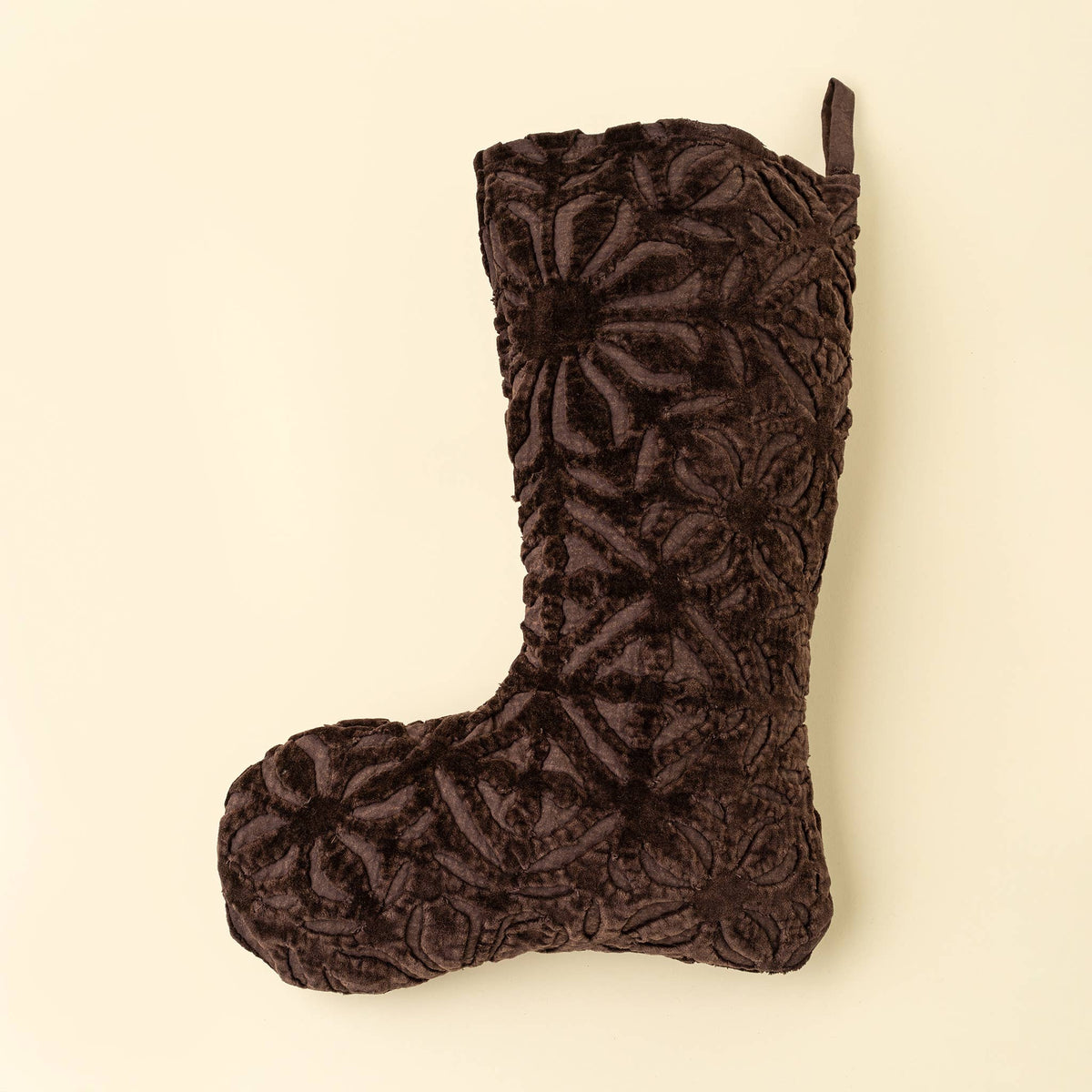Velvet Cutwork Stocking, Sangria
