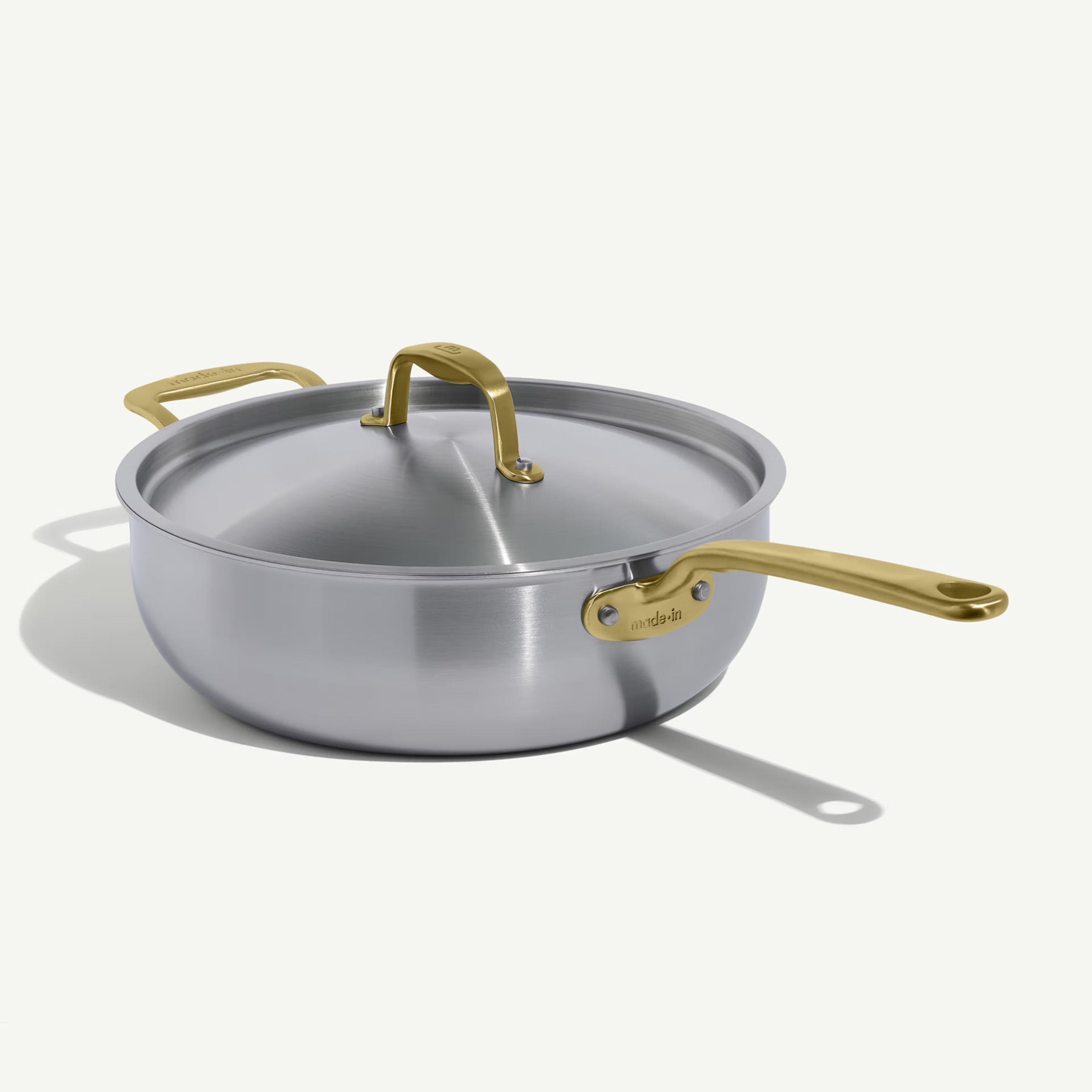 5 QT Stainless Steel Saucier -
Gold Handle