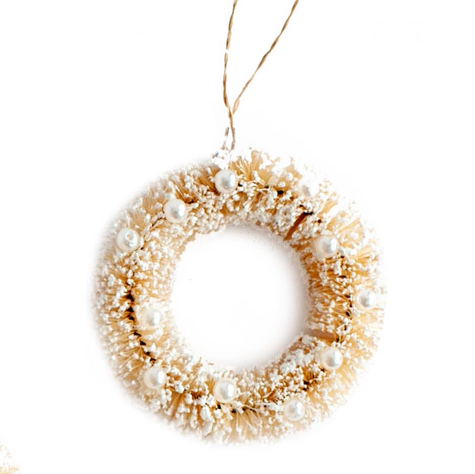 3" Mini Bottlebrush Wreath (Pearl White)