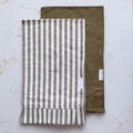 Olive Green & White Stripes Ruffle Kitchen Dish Towel