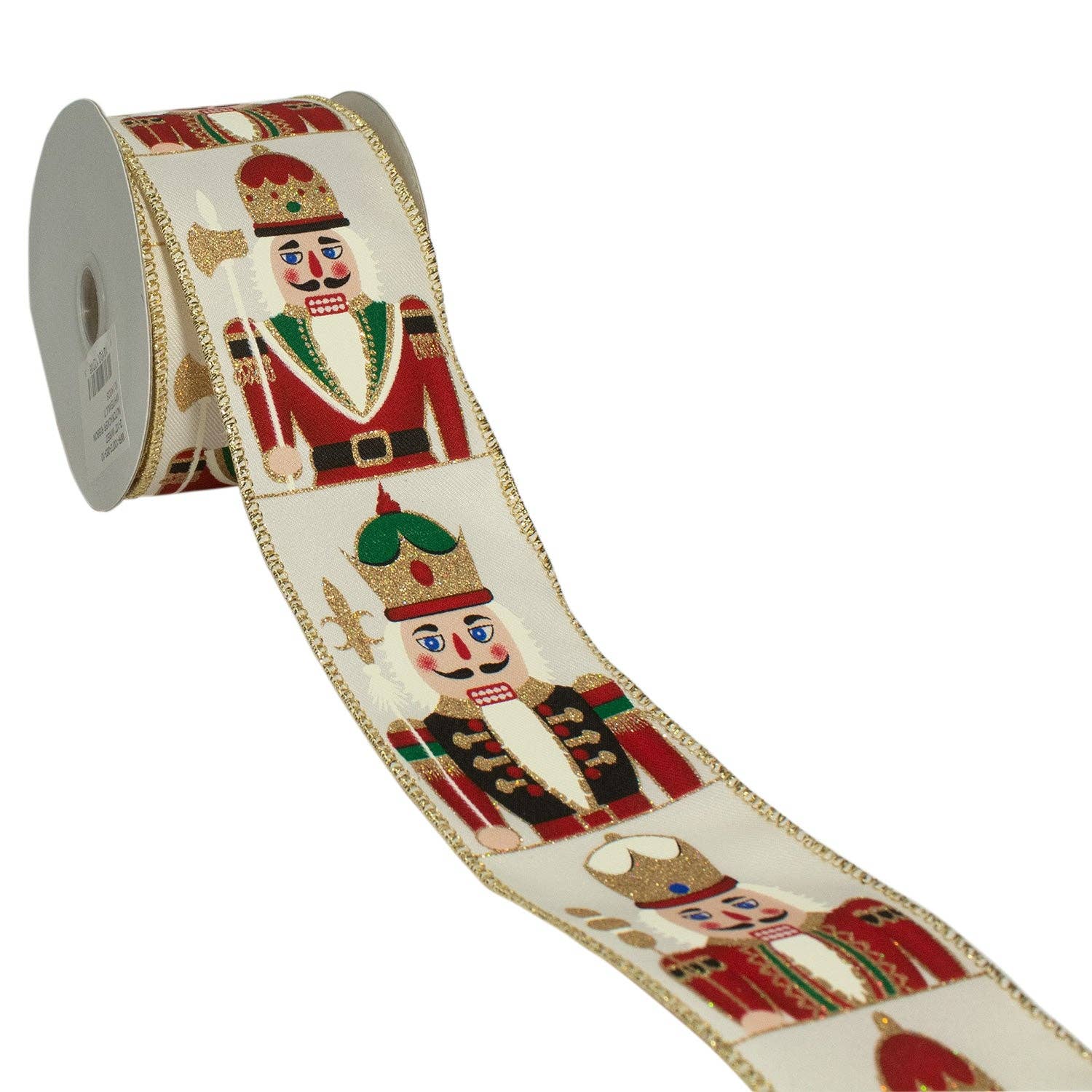 2 1/2" Wired Ribbon | "Nutcracker" Ivory/Multi | 10 Yard Roll