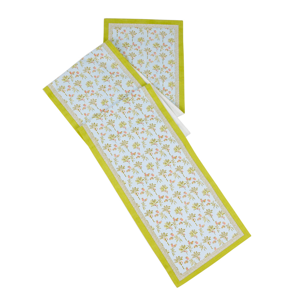 Tropical Opulence Block Print Cotton Table Runner