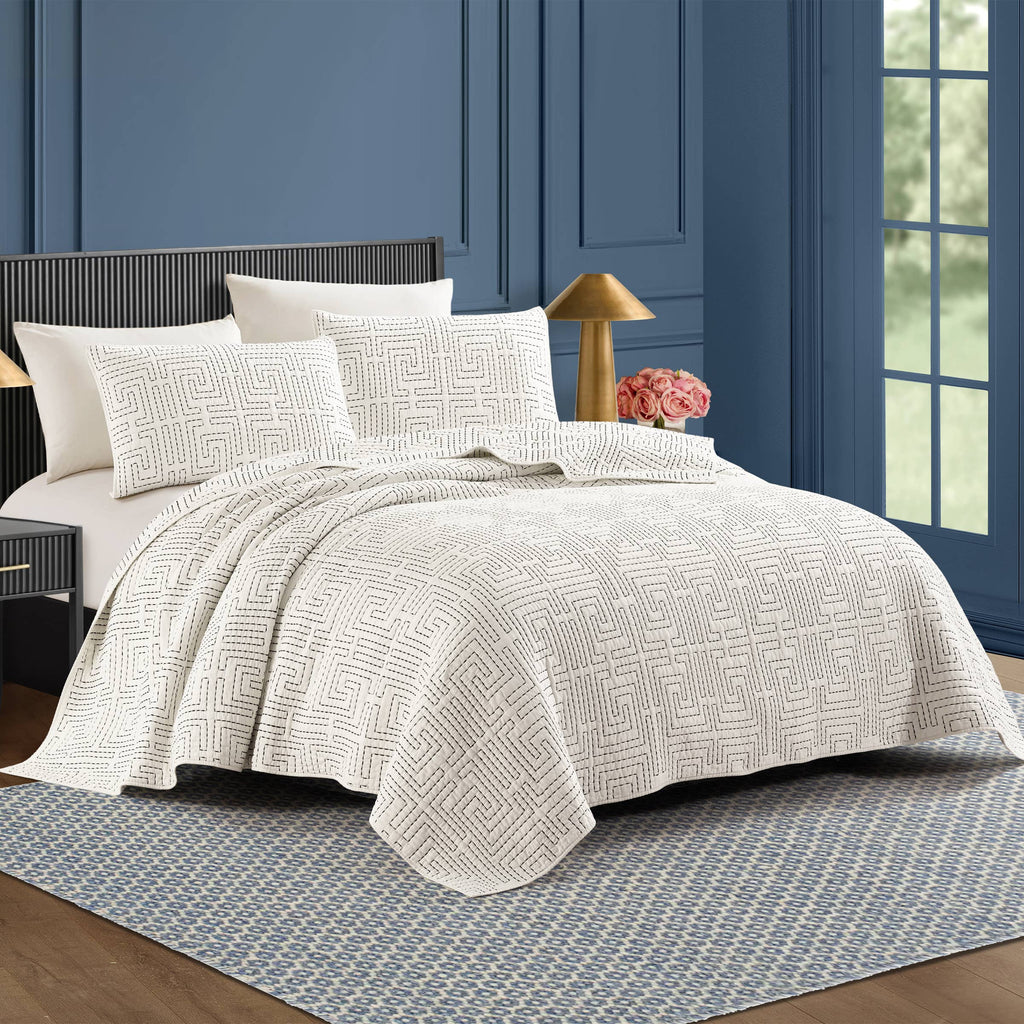 GREEK KEY QUILT SET - 3PC - Dee Ocleppo