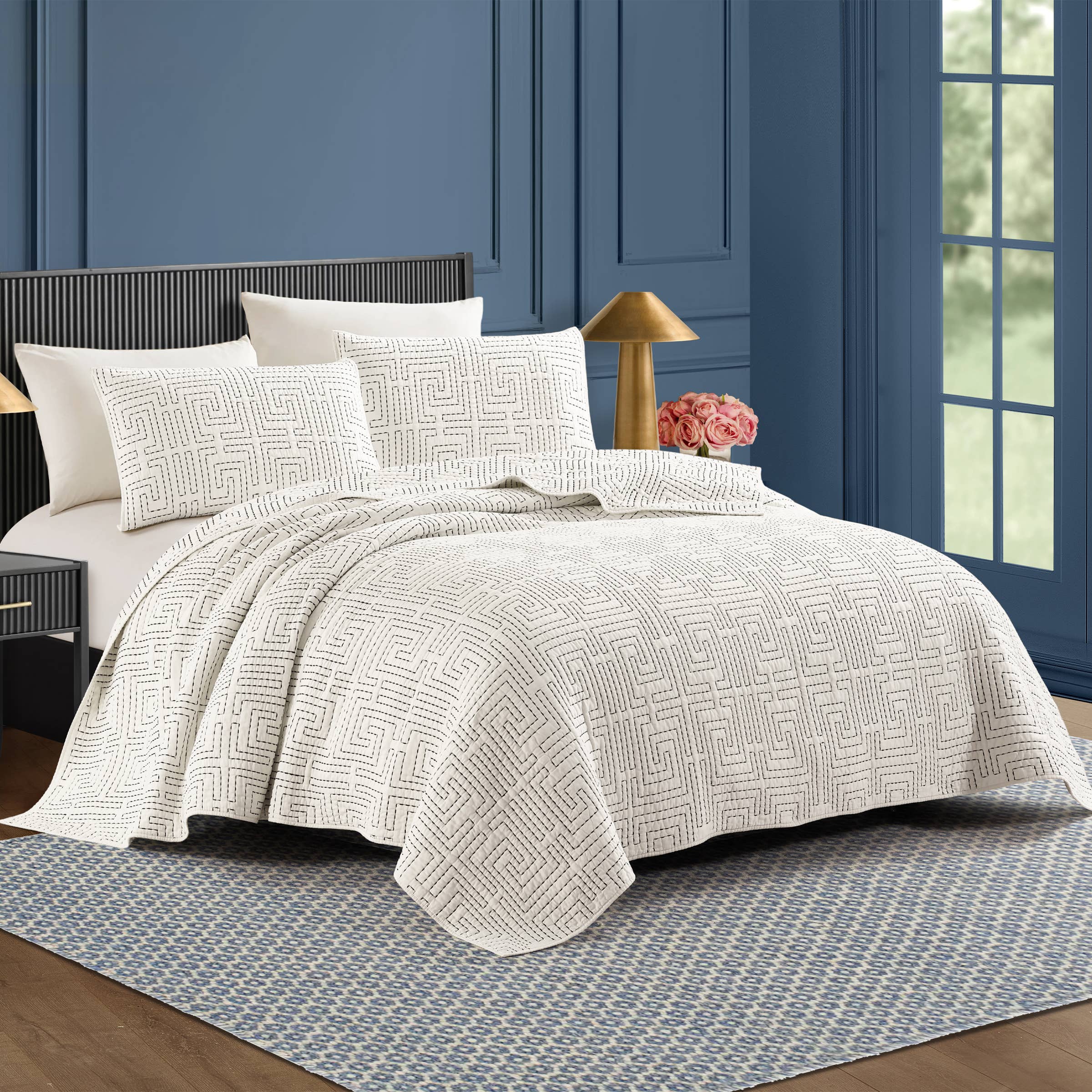 GREEK KEY QUILT SET - 3PC - Dee Ocleppo