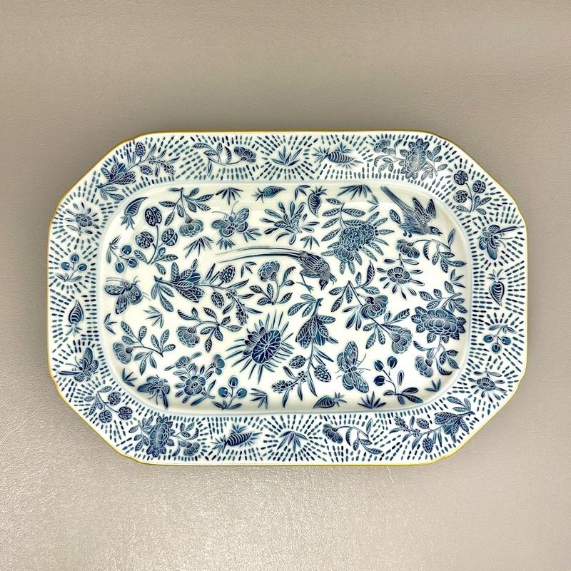 Sacred Bird &amp; Butterfly Blue Cookie Plate