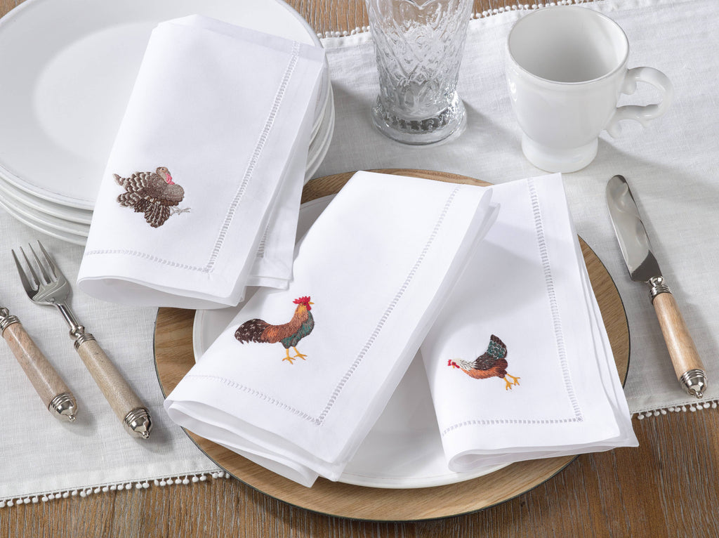 Embr'd Turkey Hemstitch Napkin