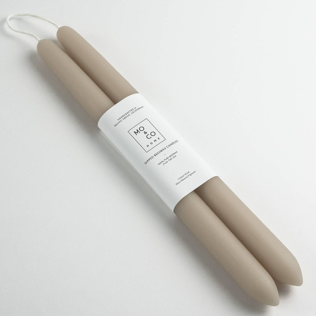 Clay | Dipped Beeswax Taper Candles | All Natural
