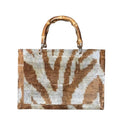 Silk Velvet Ikat Small Tote Bag with Bamboo Handle