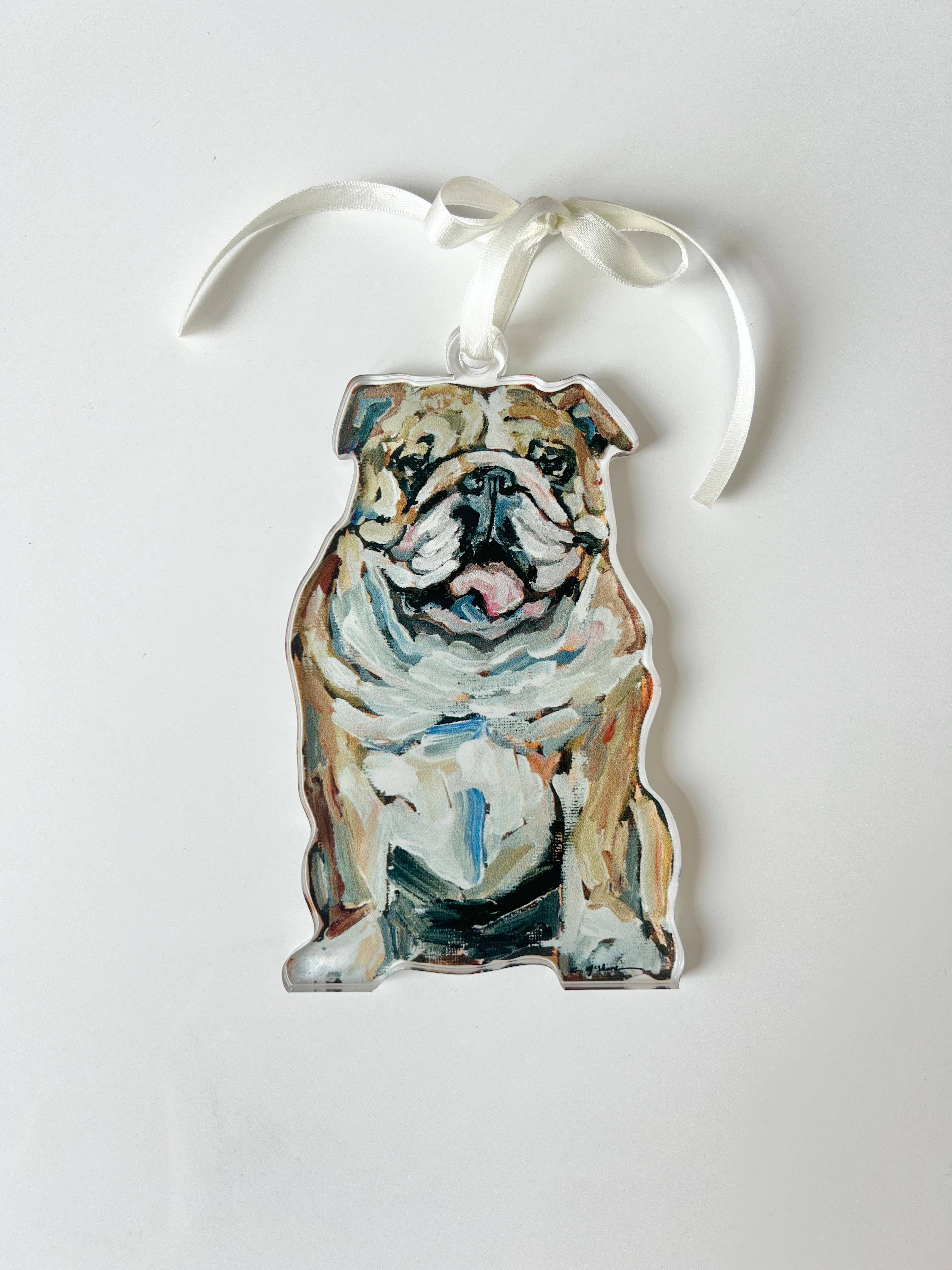 "Bulldog Fawn & White" ornament