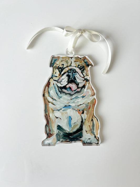 "Bulldog Fawn & White" ornament