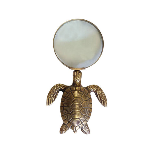 7" Antiqued Brass Turtle Magnifying Glass