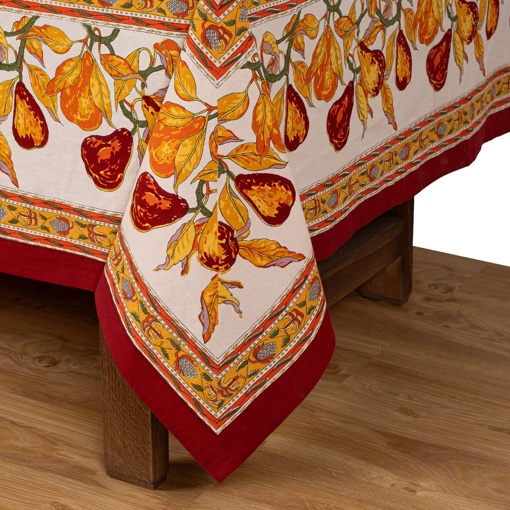 French Tablecloth Orchard Pear Burgundy