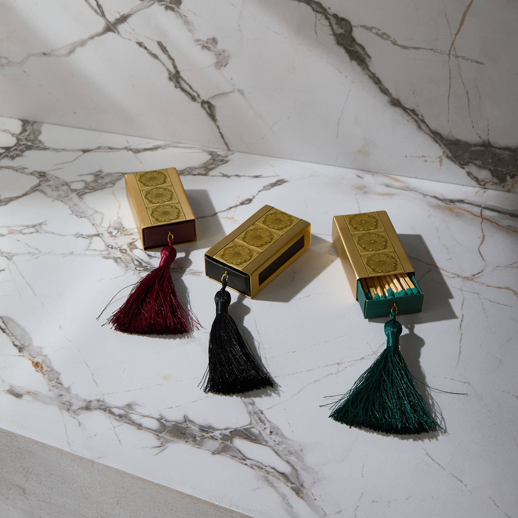 Gilded Brass Matchbox with Black Tassel