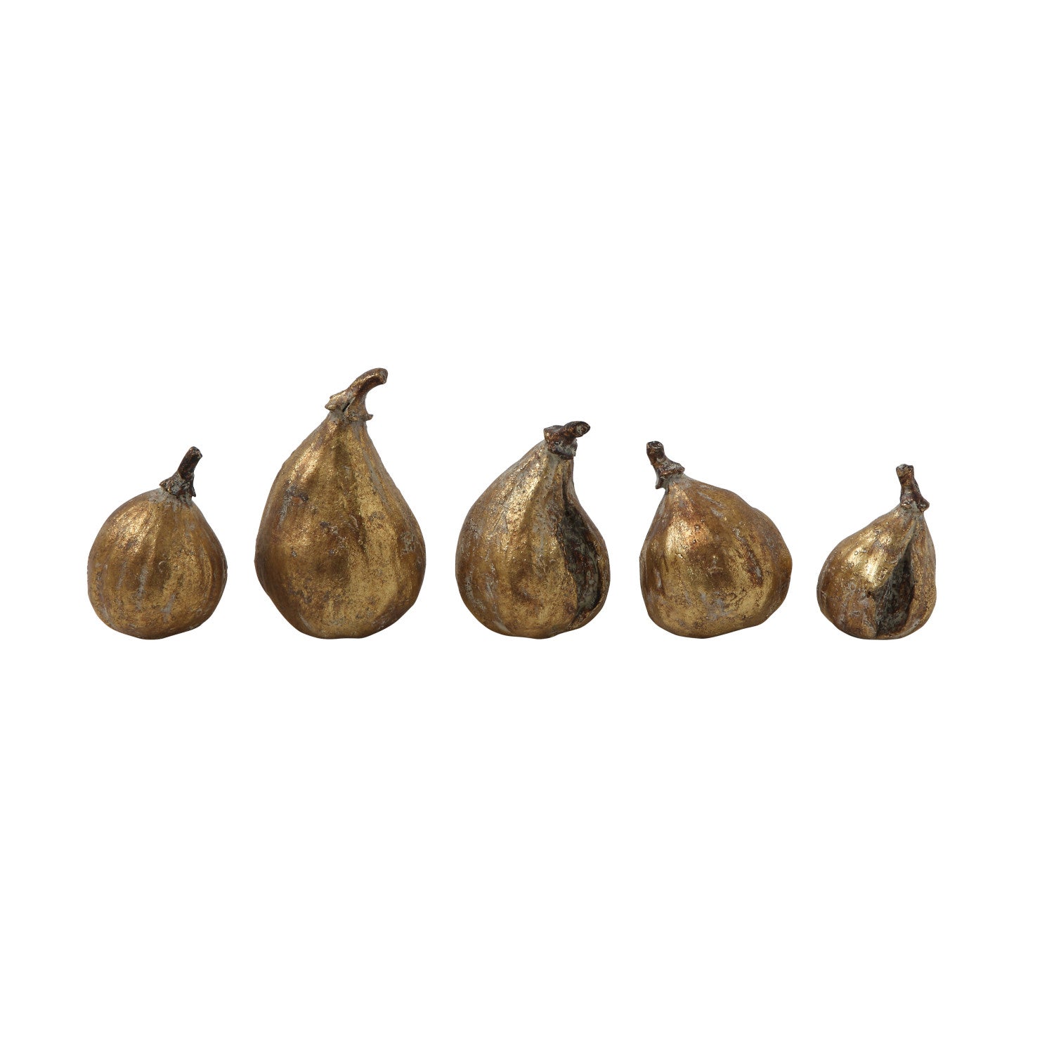Resin Figs with Antique Gold, Set of 5