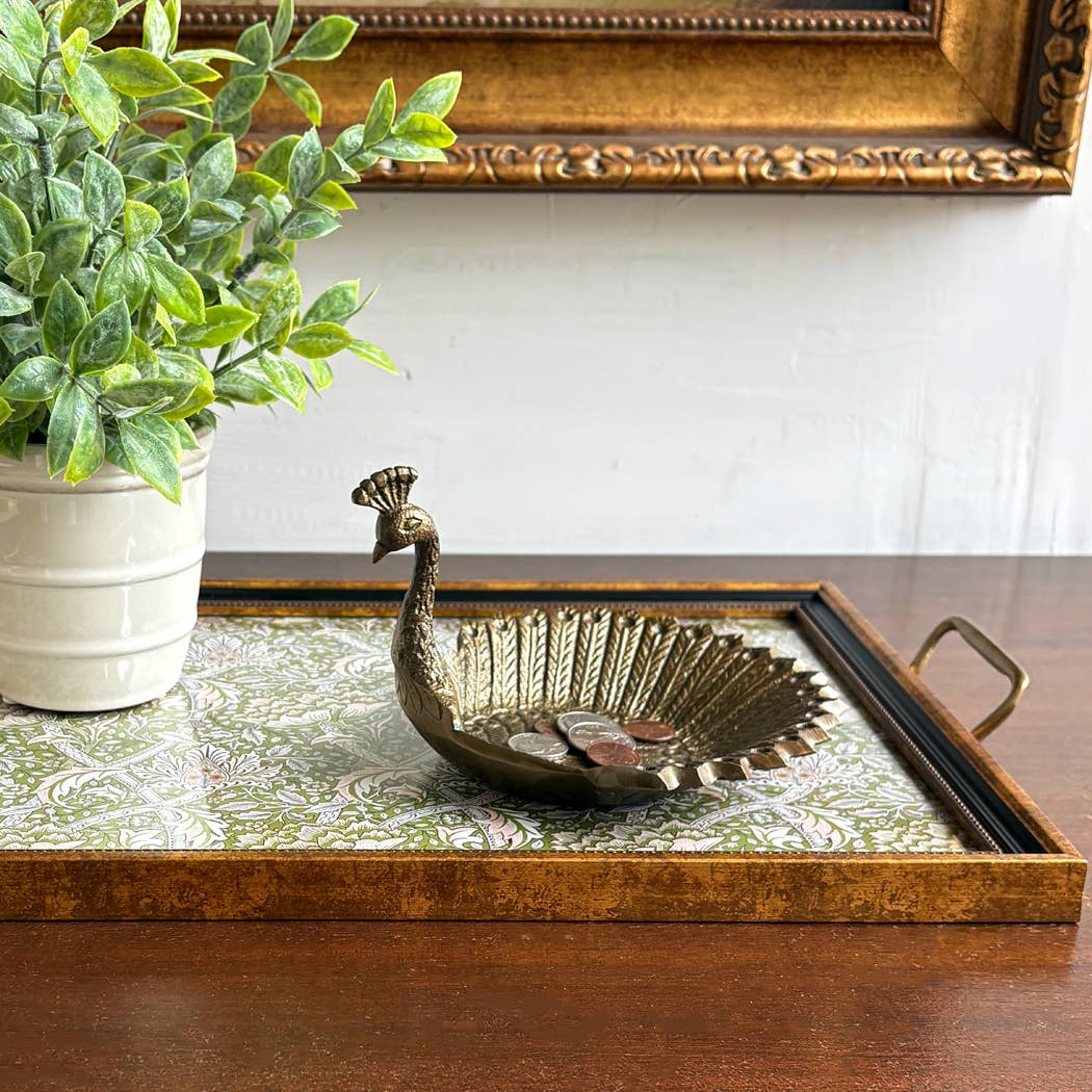 6-3/4" Brass Vintage Peacock Change | Jewelry | Trinket Tray