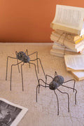 SET OF TWO CLAY AND WIRE SPIDERS