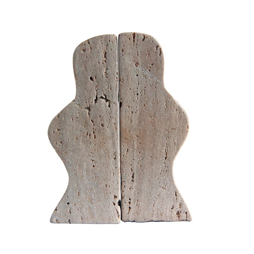Travertine Wave Bookends, Set of 2 (Each One Will Vary)