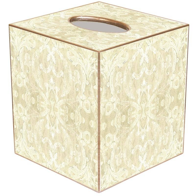 Antique Gold Damask Tissue Box Cover