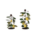 Hand-Painted Metal Vintage Reproduction Toleware Taper Holder, Set of 2